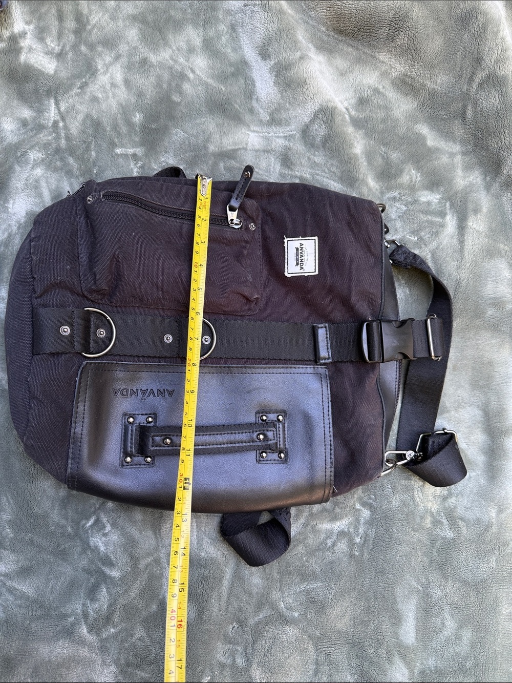 Black Canvas & Leather Messenger Bag - Picture 2 of 11